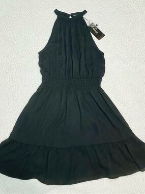 Shinestar Black Halter Mini Dress